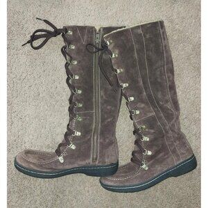 Timberland Women's Dark Brown Suede Sherpa Lined Knee High Boots 6.5